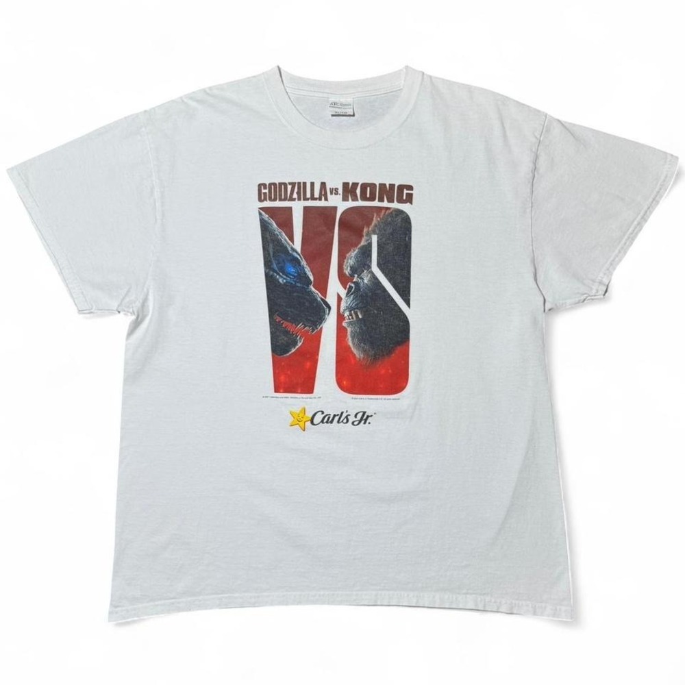 2021 Carls Jrs Fast Food White Godzilla vs. King Kong Movie Promo T-shirt